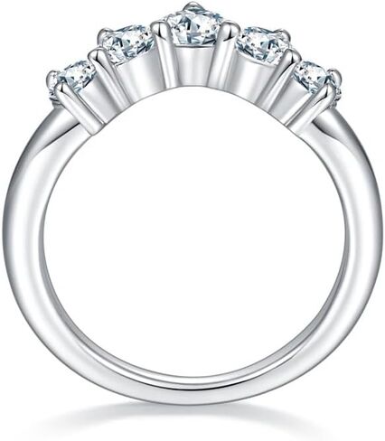S925 Sterling Silver 0.8 Carat Natural Diamond Wedding Bands for Women |Ideal Cut D-color VVS1 | Curved Stacking Design in Saudi Arabia