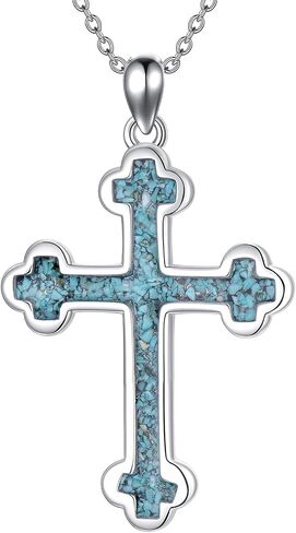 SIMONLY Eastern Orthodox Cross Necklace 925 Sterling Silver Russian Orthodox Pendant Necklace Religious Christian Jewelry in Saudi Arabia