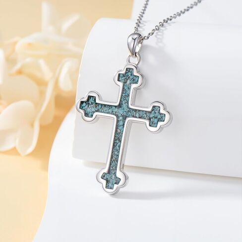 SIMONLY Eastern Orthodox Cross Necklace 925 Sterling Silver Russian Orthodox Pendant Necklace Religious Christian Jewelry in Saudi Arabia