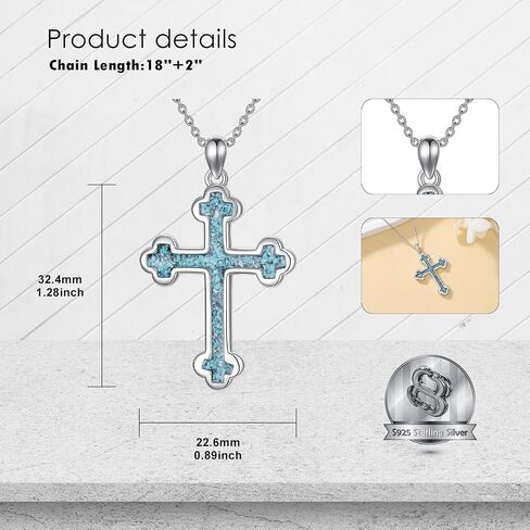 SIMONLY Eastern Orthodox Cross Necklace 925 Sterling Silver Russian Orthodox Pendant Necklace Religious Christian Jewelry in Saudi Arabia
