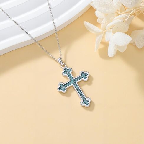 SIMONLY Eastern Orthodox Cross Necklace 925 Sterling Silver Russian Orthodox Pendant Necklace Religious Christian Jewelry in Saudi Arabia