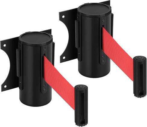 حاجز حزام قابل للسحب للتحكم في الحشود من Flexzion - حزام حاجز أمان مثبت على الحائط بطول 10 أقدام و3 أمتار، وفواصل خط الانتظار مع حزام حبل نايلون بطيء السحب وحقيبة حمراء متينة من الفولاذ للاستخدام الداخلي والخارجي in Saudi Arabia
