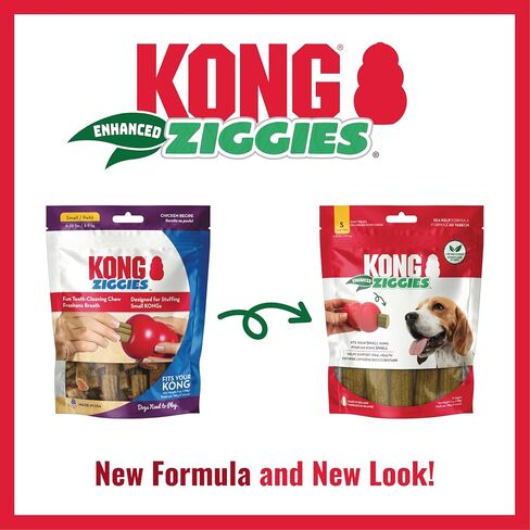 KONG Classic Toy & Ziggies Treats Combo Pack - Durable Chew Toy for Dogs - with Ziggies Chicken-Flavored Treats - Dog Accessories for Fun & Health - for Small Dogs in Saudi Arabia