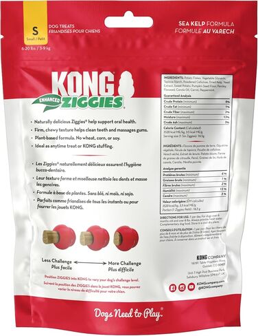 KONG Classic Toy & Ziggies Treats Combo Pack - Durable Chew Toy for Dogs - with Ziggies Chicken-Flavored Treats - Dog Accessories for Fun & Health - for Small Dogs in Saudi Arabia