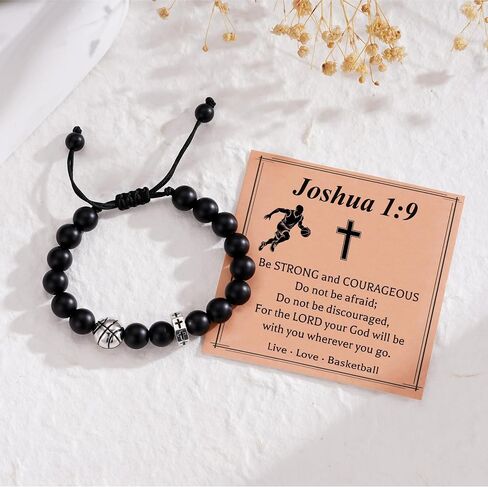 Baseball/Basketball/Football/Soccer Bracelet for Boys Cross Beaded Bracelet Gifts for Son Grandson Players Team Fan Friends,Birthday Christmas Gifts for Men Boys in Kuwait