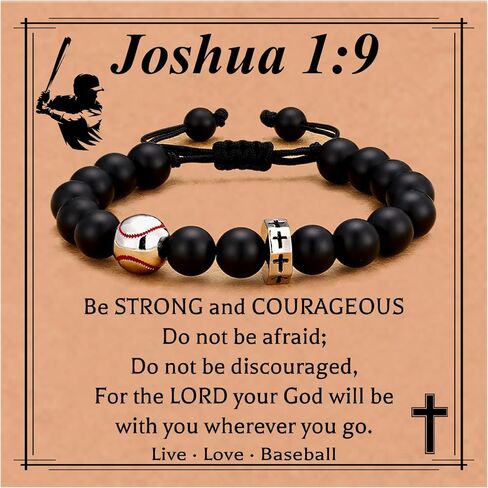 Baseball/Basketball/Football/Soccer Bracelet for Boys Cross Beaded Bracelet Gifts for Son Grandson Players Team Fan Friends,Birthday Christmas Gifts for Men Boys in Kuwait