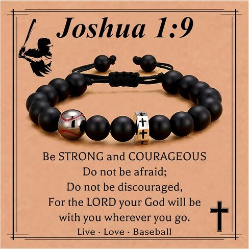 Baseball/Basketball/Football/Soccer Bracelet for Boys Cross Beaded Bracelet Gifts for Son Grandson Players Team Fan Friends,Birthday Christmas Gifts for Men Boys in Kuwait