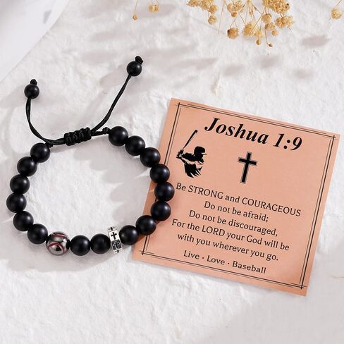 Baseball/Basketball/Football/Soccer Bracelet for Boys Cross Beaded Bracelet Gifts for Son Grandson Players Team Fan Friends,Birthday Christmas Gifts for Men Boys in Kuwait