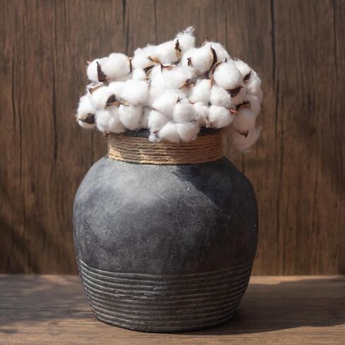 Rustic Farmhouse Vase 7.9'' Handmade Ceramic Flower Vase Vintage Decor Vase Distressed Finish Wide Mouth Decorative Vase Pottery Clay Bowl Vase for Home Decor Living Room Table Farmhouse in Saudi Arabia