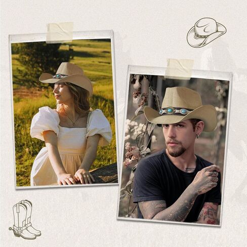Wildarms Cowboy Hat,Cowgirl Hat,Cowboy Hats for Women/Mens/Straw Wide with Shapeable Brim Western Cowboy Hat for Womens in Saudi Arabia