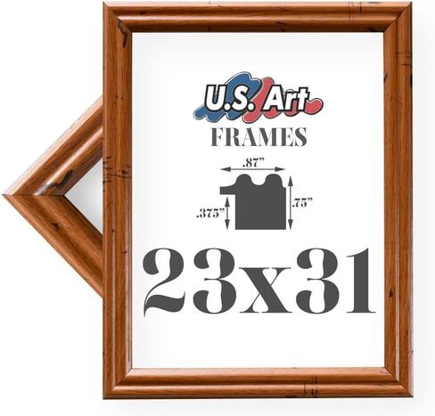 21x30 Distressed Oak .75 Inch Wood Picture Frame, Solid Wood Wall Decor for Wall Art, Featuring Preinstalled Hangers, UV Filtering Shatterproof Plexiglass, 100% American Made Poster Frame in Kuwait