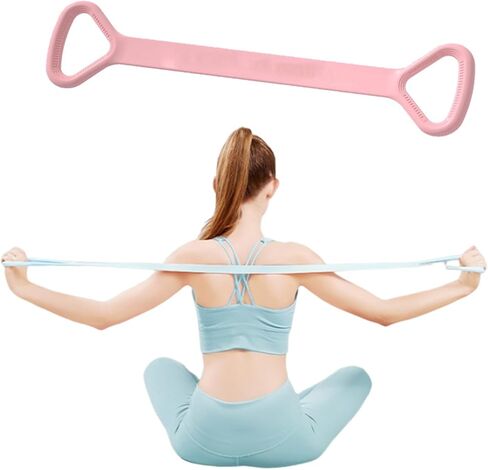 Figure 8 Resistance Band, Arm Back Shoulder Exercise Elastic Rope Stretch Fitness Band, Foot, Leg, Hand Stretcher, Arm Exerciser for Yoga Pilates Stretching Physical Therapy, Home Gym Workout（pink in Kuwait
