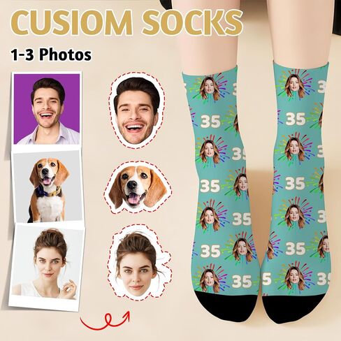 Custom Socks With Photo Picture Personalized Funny Face Socks Customized Unisex Novelty Crew Sock Gifts For Women Men in Kuwait