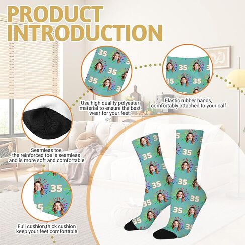 Custom Socks With Photo Picture Personalized Funny Face Socks Customized Unisex Novelty Crew Sock Gifts For Women Men in Kuwait