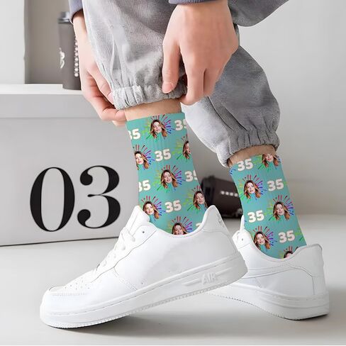 Custom Socks With Photo Picture Personalized Funny Face Socks Customized Unisex Novelty Crew Sock Gifts For Women Men in Kuwait