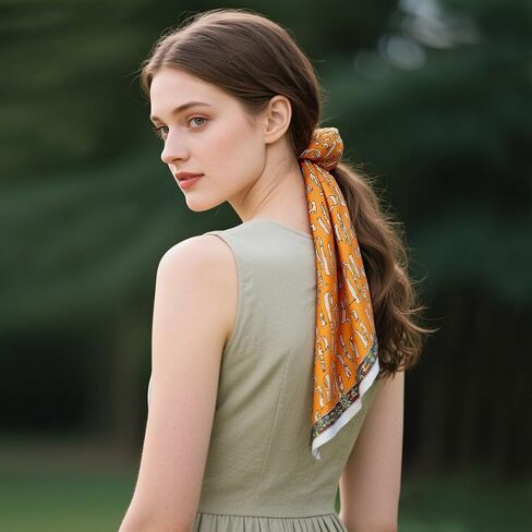 4PCS Long Silk Head Hair Neck Belt Bag Scarf Scarves With Ring Clip Buckle For Women in Kuwait