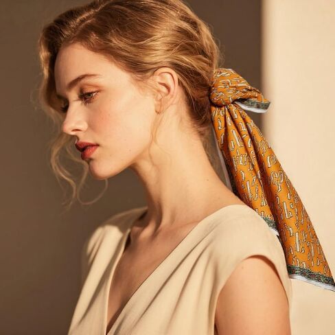 4PCS Long Silk Head Hair Neck Belt Bag Scarf Scarves With Ring Clip Buckle For Women in Kuwait