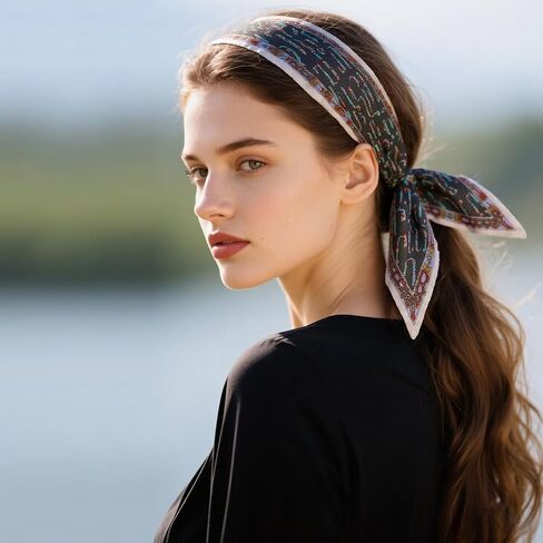 4PCS Long Silk Head Hair Neck Belt Bag Scarf Scarves With Ring Clip Buckle For Women in Kuwait