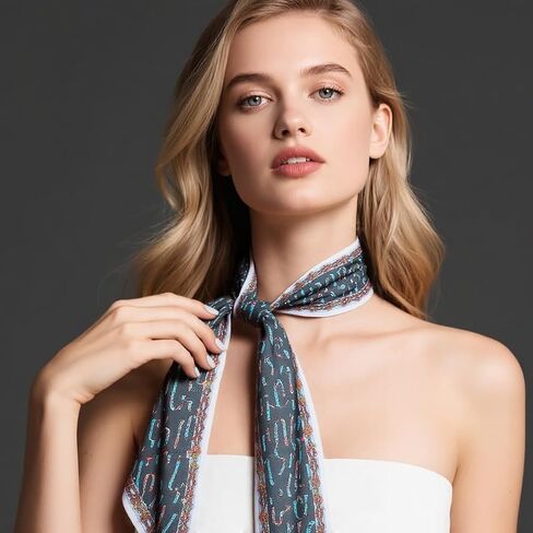 4PCS Long Silk Head Hair Neck Belt Bag Scarf Scarves With Ring Clip Buckle For Women in Kuwait