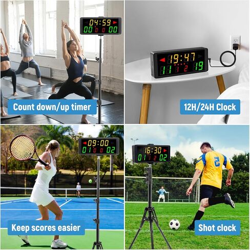 LED Electronic Scoreboard Digital Score Keeper with Remote & Tripod, Portable Electric Scoreboard with Count down/Up Timer & 12/24h Clock for Corn Hole/ping Pong/Table Tennis, Indoor & Outdoor Games in Kuwait
