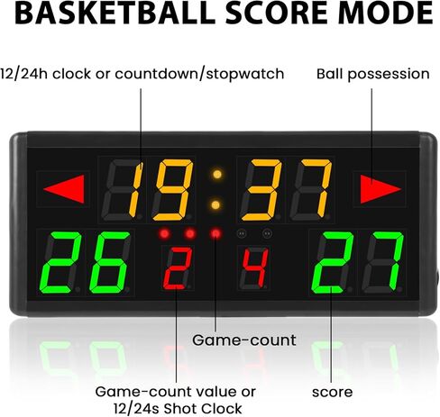 LED Electronic Scoreboard Digital Score Keeper with Remote & Tripod, Portable Electric Scoreboard with Count down/Up Timer & 12/24h Clock for Corn Hole/ping Pong/Table Tennis, Indoor & Outdoor Games in Kuwait