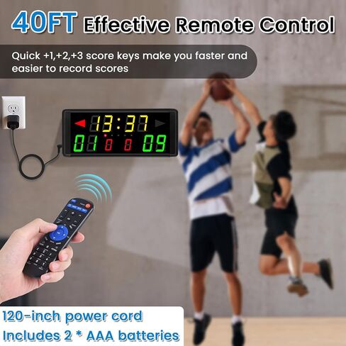LED Electronic Scoreboard Digital Score Keeper with Remote & Tripod, Portable Electric Scoreboard with Count down/Up Timer & 12/24h Clock for Corn Hole/ping Pong/Table Tennis, Indoor & Outdoor Games in Kuwait