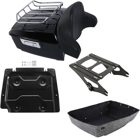 TCT-Motorparts Matte Black King Tour Pack Pad Trunk Trunk W/Mount Plate Fit for Harley Tour Pack Road ، Road King ، Street Glide ، Electra Glide and Select CVO Models 2014-2025 in Saudi Arabia
