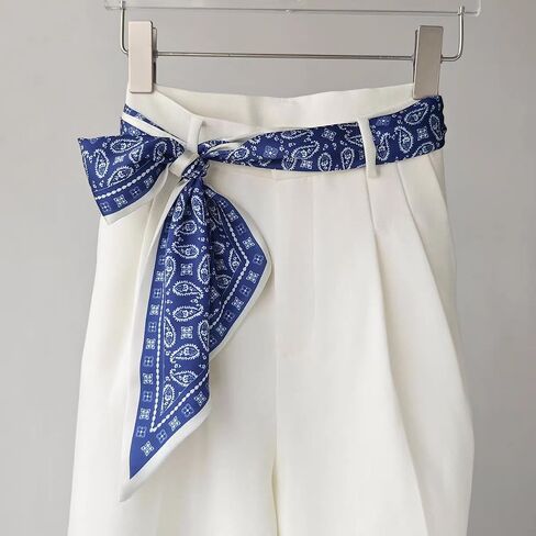 4PCS Long Silk Head Hair Neck Belt Bag Scarf Scarves With Ring Clip Buckle For Women in Kuwait