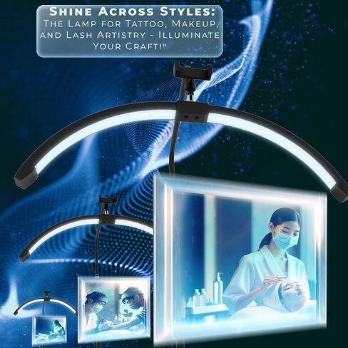 ضوء أرضي LED للرموش، مصباح نصف قمر لتمديد الرموش، إضاءة قوس الرموش للجمال والعناية بالبشرة والرموش والحواجب وإنشاء محتوى التصوير (أبيض) in Saudi Arabia