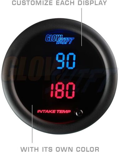 GlowShift 10 Color Digital 300 F Dual Dual Intercool Tergular Kit - تشمل أجهزة استشعار إلكترونية - شاشات LED متعددة الألوان - عدسة ملونة - 2-1/16 "(52 مم) in Saudi Arabia