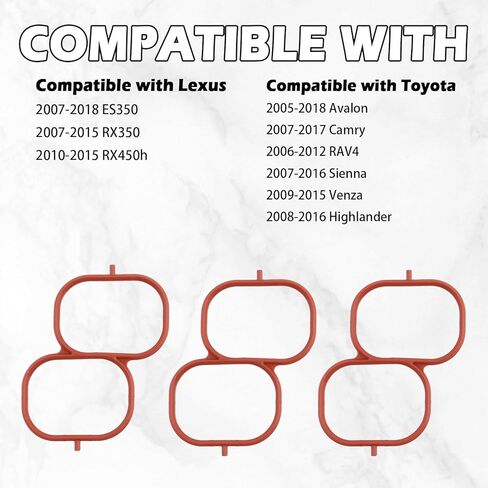 3PCS Intake Manifold Gasket Set,Tight Silicone Intake Gasket OEM#037-4886,171760P020,Professional Car Accessories Intakes Plenum Gaskets Compatiable with Lexus,Toyota in Kuwait