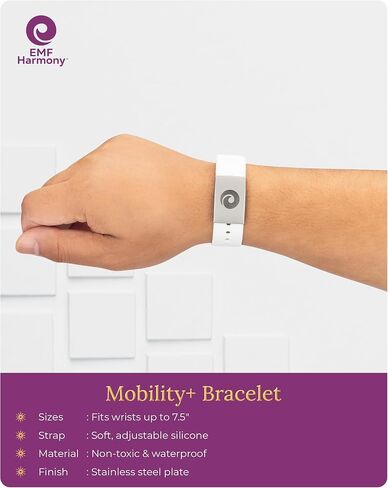 سوار EMF Harmony - مطاط متين وأنيق مع الفولاذ المقاوم للصدأ - التنقل بالإضافة إلى شريط الرسغ للرفاهية وضمان (أبيض) in Kuwait
