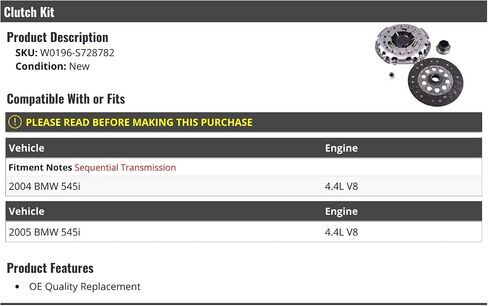 مجموعة القابض - متوافقة مع 2004-2005 BMW 545I 4.4L V8 in Saudi Arabia