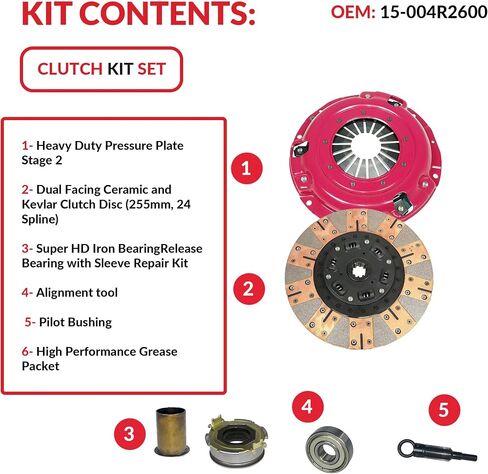 Clutch Kit And Sleeve compatible with Forester Impreza Legacy X Base Premium Touring Outback L H6 L.L. Bean VDC Sedan Wagon 1996-2012 2.0L H4 2.5L H4 3.0L H6 (Dual Facing Disc Stage 2; 15-004R) in Saudi Arabia