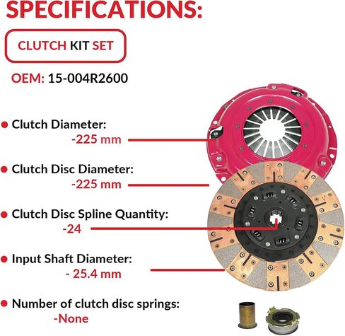 Clutch Kit And Sleeve compatible with Forester Impreza Legacy X Base Premium Touring Outback L H6 L.L. Bean VDC Sedan Wagon 1996-2012 2.0L H4 2.5L H4 3.0L H6 (Dual Facing Disc Stage 2; 15-004R) in Saudi Arabia