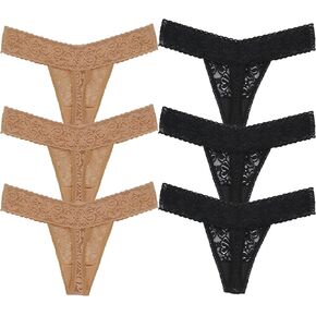 Lace Thongs For Women Plus Size Sexy Underwear Soft Panty Stretch Tangas Womens Thong Underwear Size XS-5XL Pack 6 in Kuwait
