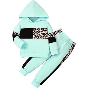Girls Clothes Toddler Fall Outfits Long Sleeve Hoodie Sweatshirt Tops + Sweatpants 2 Pieces 2-7Y in Saudi Arabia