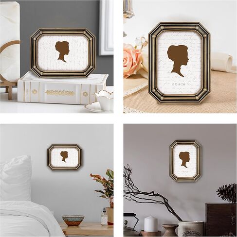AELS 8x10 Inch Vintage Picture Frame, Elegant Antique Photo Frames with Glass Front, Photo Display, Tabletop Wall Hanging, Gift Ideas, Gold and Black Polygon in Saudi Arabia