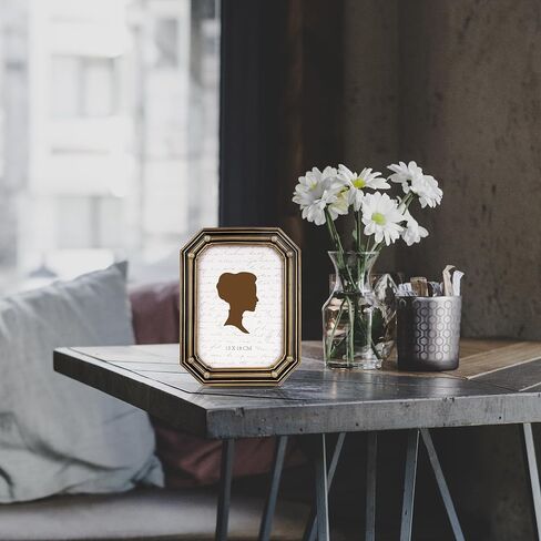 AELS 8x10 Inch Vintage Picture Frame, Elegant Antique Photo Frames with Glass Front, Photo Display, Tabletop Wall Hanging, Gift Ideas, Gold and Black Polygon in Saudi Arabia