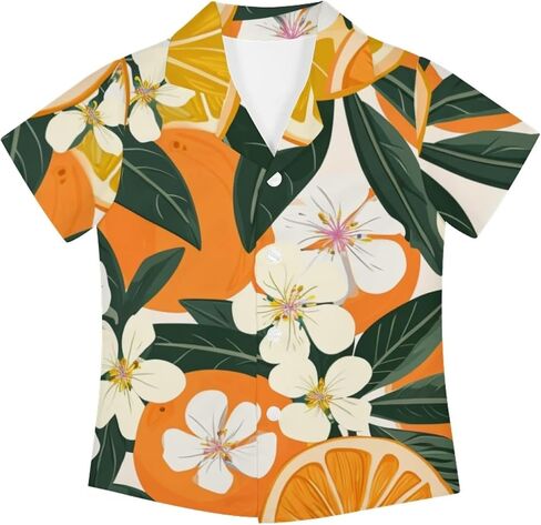Boys Summer Relaxed Fit Hawaiian Shirt Tropical Beach Short Sleeve Button Down Shirt for Kids Summer Vacation in Kuwait