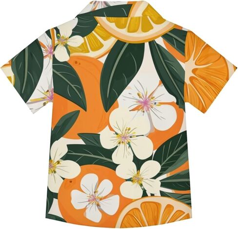 Boys Summer Relaxed Fit Hawaiian Shirt Tropical Beach Short Sleeve Button Down Shirt for Kids Summer Vacation in Kuwait