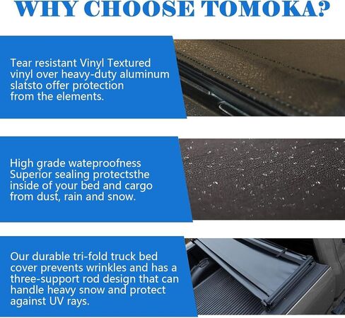 توموكا ناعمة Tri-Fold Bed Bed Tonneau Cover يناسب 2015-2025 Chevy Colorado GMC Canyon Bed 5.2 ft (62 ") in Kuwait