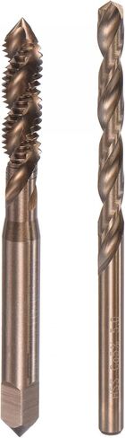 uxcell M2 x 0.4 Spiral Flute Tap and 1.6mm Twist Drill Bit Set, Metric M35 Cobalt High Speed Steel Machine Threading Screw Thread Tap Tool for Stainless Steel in Saudi Arabia