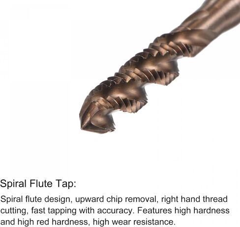 uxcell M2 x 0.4 Spiral Flute Tap and 1.6mm Twist Drill Bit Set, Metric M35 Cobalt High Speed Steel Machine Threading Screw Thread Tap Tool for Stainless Steel in Saudi Arabia