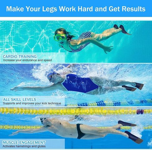 Gintenco Swim Fins, Kids Swim Training Fins for Lap Swimming, Travel Size Flippers with Mesh Bag, Silicone Swimming Fins for Kids Teens Adults Women Men in Saudi Arabia