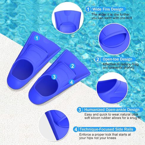 Gintenco Swim Fins, Kids Swim Training Fins for Lap Swimming, Travel Size Flippers with Mesh Bag, Silicone Swimming Fins for Kids Teens Adults Women Men in Saudi Arabia