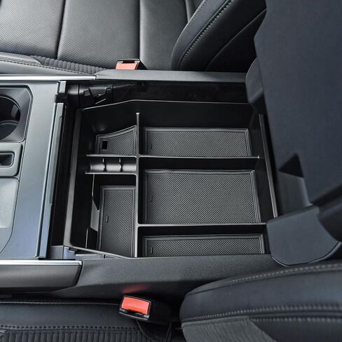 منظم وحدة تحكم Edbetos Center متوافق مع Ford F150 2021-2023 (40/وحدة التحكم/40 المقاعد الأمامية فقط) F-150 Box Box Interior Ballet Balet Secondary Box Tray ، Black in Saudi Arabia