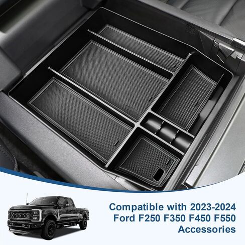 منظم وحدة تحكم Edbetos Center متوافق مع Ford F150 2021-2023 (40/وحدة التحكم/40 المقاعد الأمامية فقط) F-150 Box Box Interior Ballet Balet Secondary Box Tray ، Black in Saudi Arabia