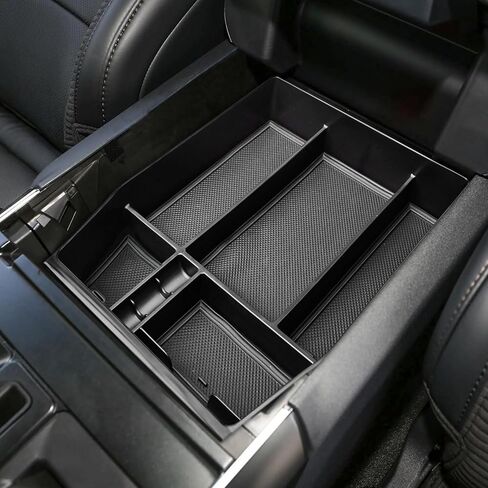 منظم وحدة تحكم Edbetos Center متوافق مع Ford F150 2021-2023 (40/وحدة التحكم/40 المقاعد الأمامية فقط) F-150 Box Box Interior Ballet Balet Secondary Box Tray ، Black in Saudi Arabia