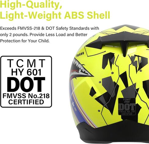 TCMT Dot Youth Kids Full Full Motorcycle Helmet Motocross Mountain Bike BMX MX ATV Dirt Bike Off-Road Street خوذة مع Sun Visor in Saudi Arabia